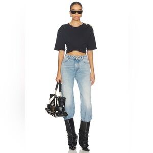New Authentic Balmain Women's Black Knotted Crop T-Shirt